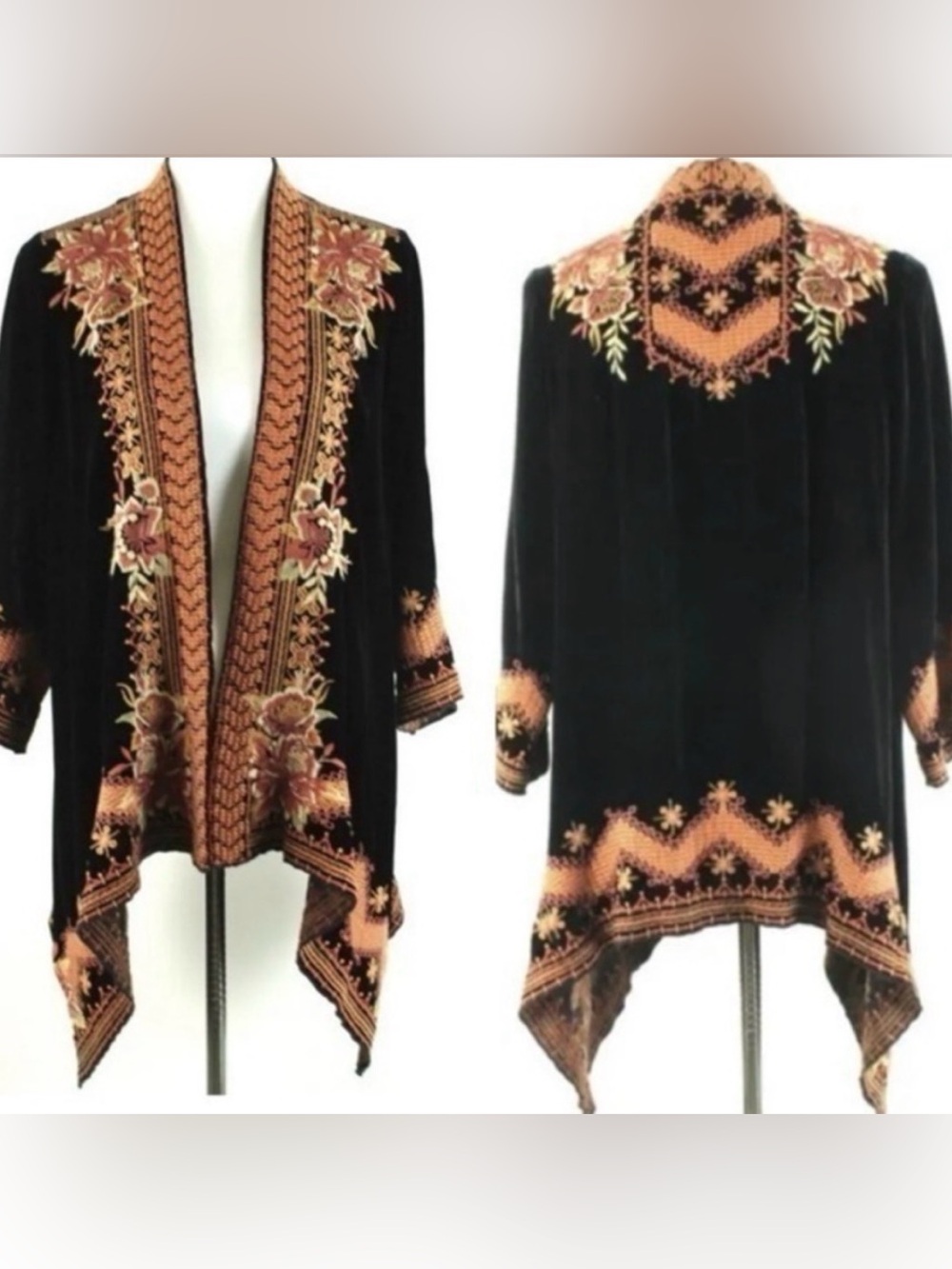 Johnny Was Elim heavily embroidered Velvet Kimono
